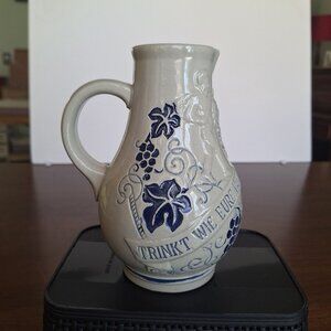 VINTAGE WICK WERKE GERMAN SALT GLAZED STONEWARE WINE WATER JUG PITCHER 6.5"